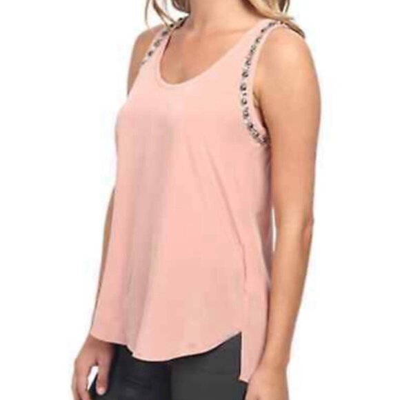 Rebecca Taylor Embellished 100% Silk Tank Woodrose 4 Light Pink $275 Beaded Chic - Picture 1 of 10